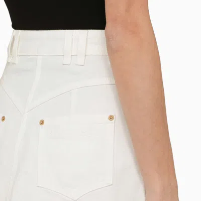 Shop Balmain Denim Miniskirt In White