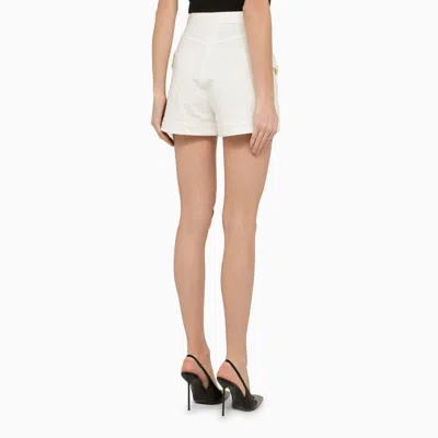 Shop Balmain Denim Shorts With Buttons In White