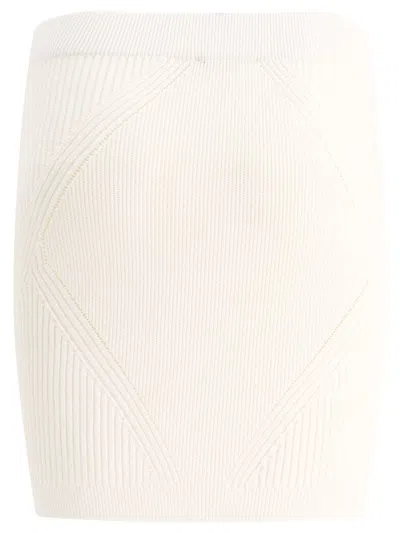 Shop Balmain Knitted Skirt With Buttons In White