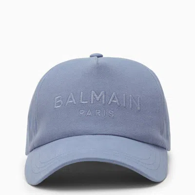 Shop Balmain Light Baseball Cap With Logo In Blue