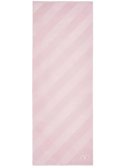 Shop Valentino Garavani Toile Iconographe Silk And Cashmere Striped Shawl In Pink