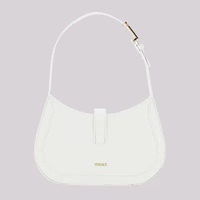 Shop Versace White Leather Greca Goddess Shoulder Bag