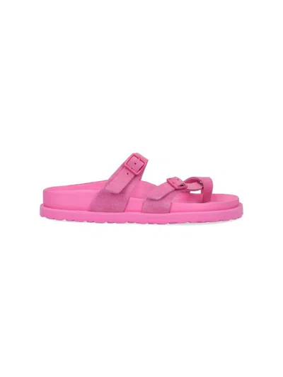 Birkenstock Mayari Suede Dual-buckle Slide Sandals In Pink