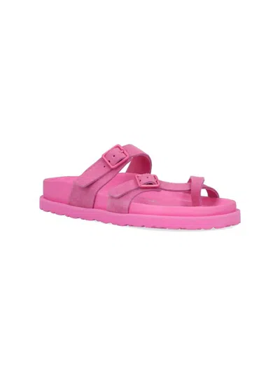 Birkenstock Mayari Suede Dual-buckle Slide Sandals In Pink