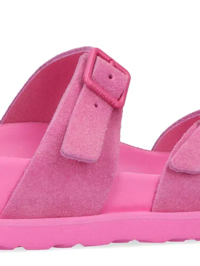 Birkenstock Mayari Suede Dual-buckle Slide Sandals In Pink