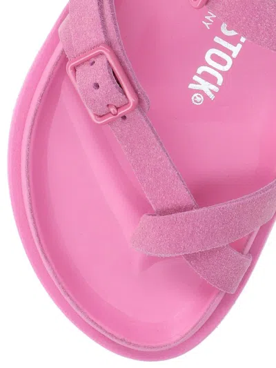 Birkenstock Mayari Suede Dual-buckle Slide Sandals In Pink