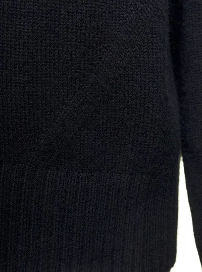 Shop Allude Black Mockneck Sweater With Ribbed Trim In Cashmere Woman