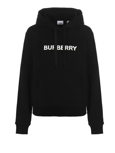 Shop Burberry 'poulter' Hoodie In White/black