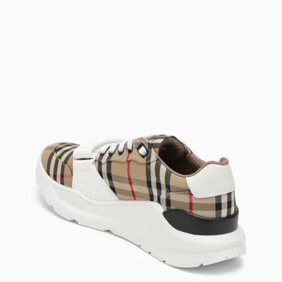 Shop Burberry Check Pattern Sneaker In Beige