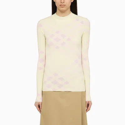 Shop Burberry Check Pattern Sweater In Pink