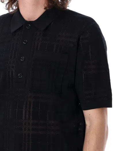 Shop Burberry Check Polo Shirt In Black