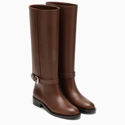 Shop Burberry High Boot In Brown