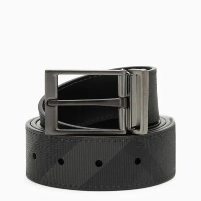 Shop Burberry Smoke Black/graphite Vintage Check Belt In Reversible Coated Canvas In Grey