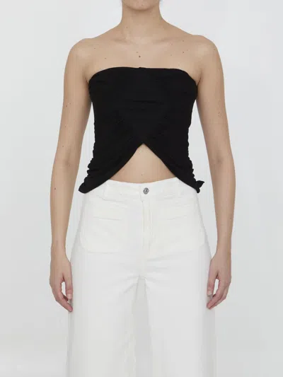 Shop Saint Laurent Bustier In Jersey In Black