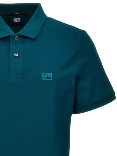 Shop C.p. Company Logo Embroidery Polo Shirt In Blue