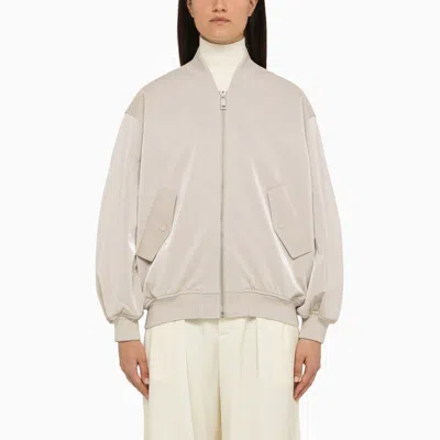 Shop Calvin Klein Silver Satin Bomber Jacket In Grey