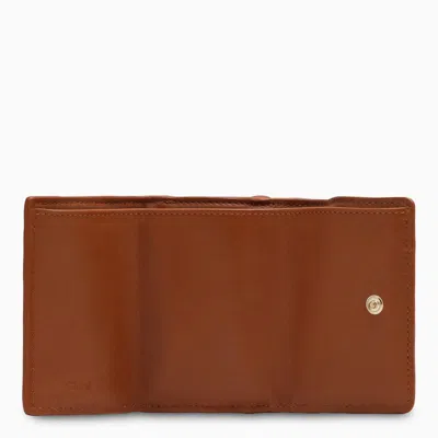 Shop Chloé Sense Trifold Wallet Small Brown In Orange