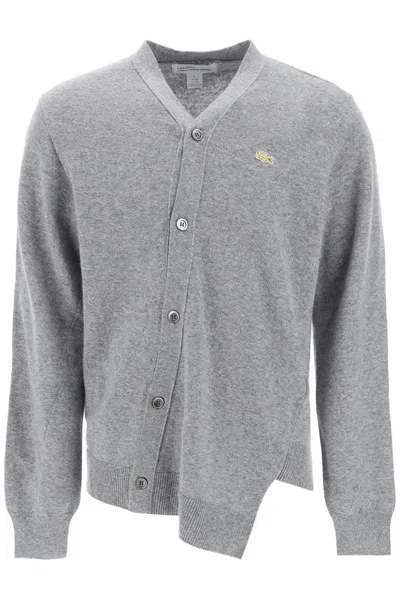 Shop Comme Des Garçons Comme Des Garcons Shirt Lacoste Asymmetric Wool Cardigan In Grey