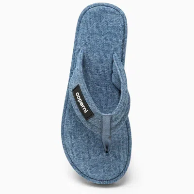 Coperni Blue Denim Branded Flip Flops In Blue