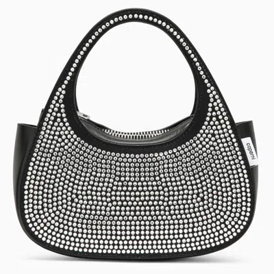 Shop Coperni Micro Baguette Swipe Bag With Crystals In In Black