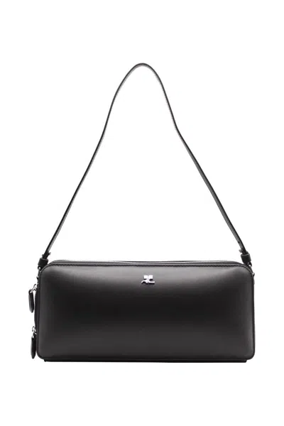 Shop Courrèges Cloud Reflex Leather Uette Bags In Black