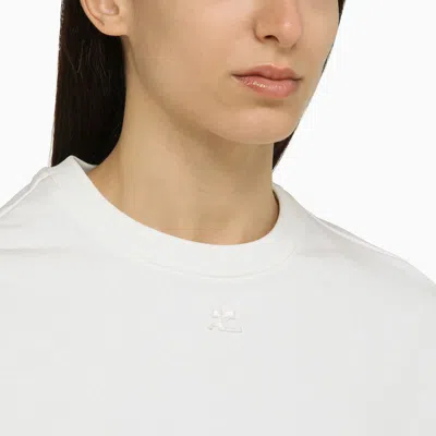 Shop Courrèges Cropped Sweatshirt In White