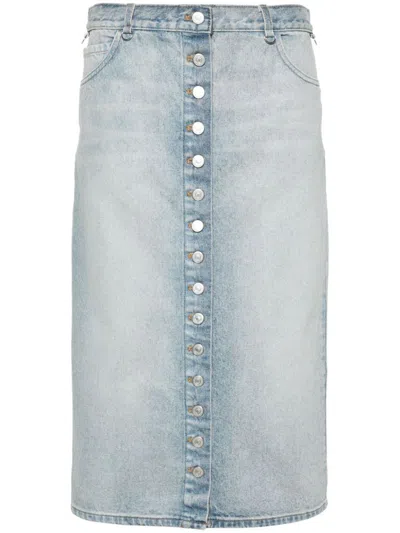 Shop Courrèges Denim Midi Skirt In Clear Blue