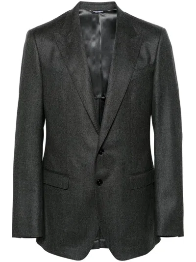 Shop Dolce & Gabbana Wool Single-breasted Blazer Jacket In Grey