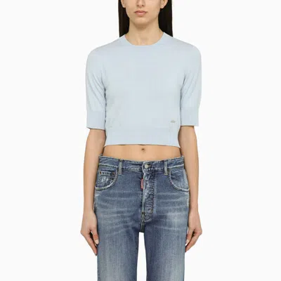 Shop Dsquared2 Light Cropped Jersey In Blue