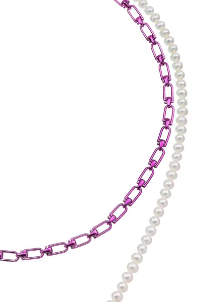 Shop Eéra Eera 'reine' Double Necklace With Pearls In Multicolor