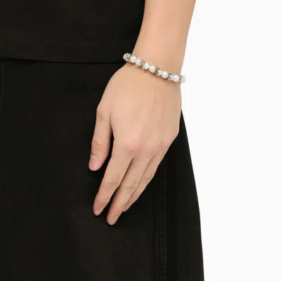Shop Emanuele Bicocchi Bracelet With Pearls And Claws In Metal