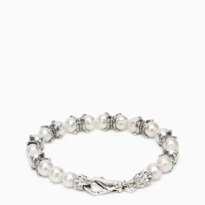 Shop Emanuele Bicocchi Bracelet With Pearls And Claws In Metal