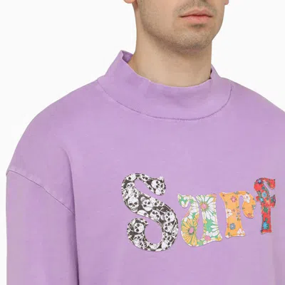 Shop Erl Lilac Sweatshirt With Logo In Purple