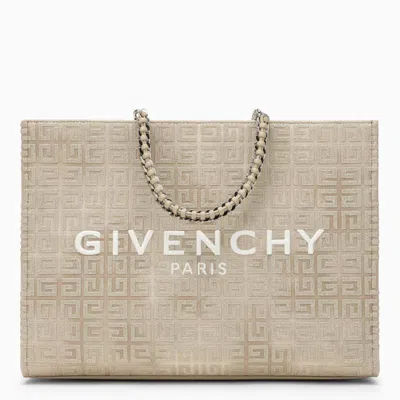 Shop Givenchy G-tote Medium Gold Canvas With Chain In Metal