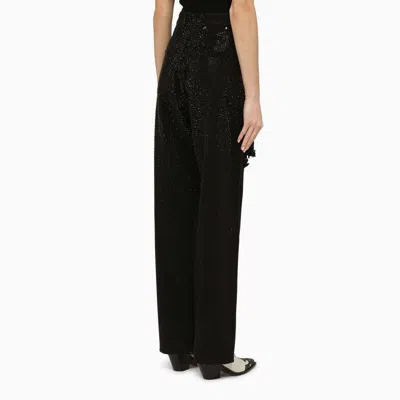 Shop Golden Goose Denim Trousers With Crystals In Black