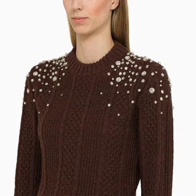 Shop Golden Goose Sassafras Sweater With Rhinestones In Brown