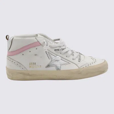 Shop Golden Goose White And Pink Leather Mid Star Sneakers In White/silver/pink