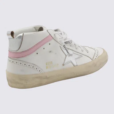 Shop Golden Goose White And Pink Leather Mid Star Sneakers In White/silver/pink