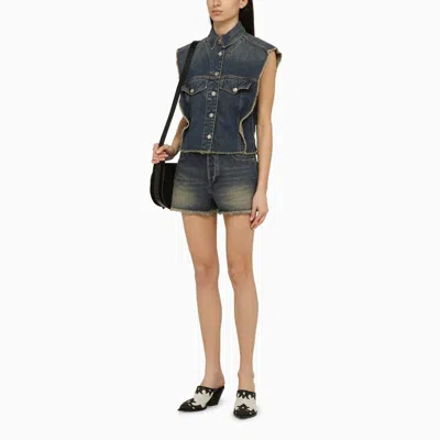 Shop Isabel Marant Tyra Washed-out Denim Waistcoat In Blue