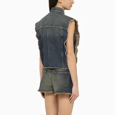 Shop Isabel Marant Tyra Washed-out Denim Waistcoat In Blue