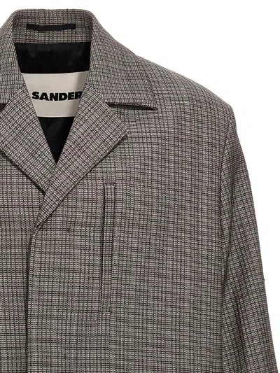 Shop Jil Sander Check Long Coat In Multicolor