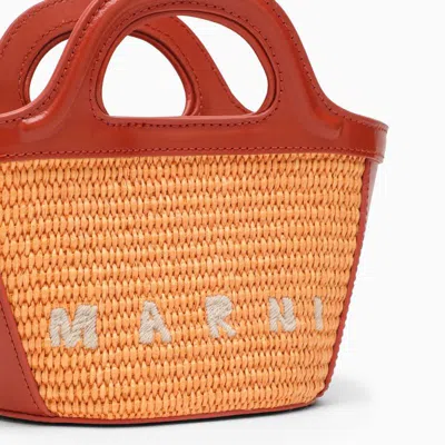 Shop Marni Micro Tropicalia Beige And Rafia Handbag In Brown