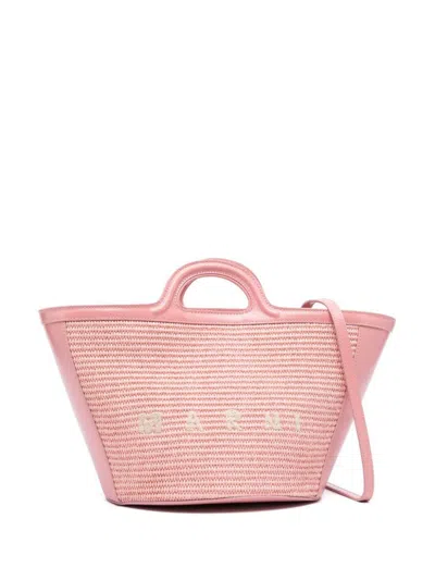 Shop Marni Small Tropicalia Interwoven Bag In Light Pink/light Pink
