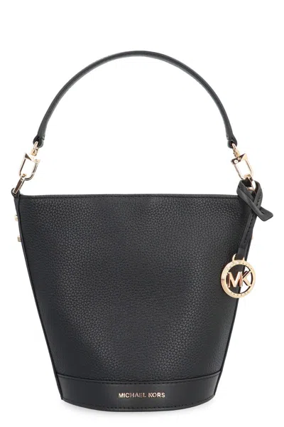 Shop Michael Kors Townsend Leather Bucket Bag In Black