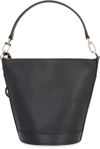 Shop Michael Kors Townsend Leather Bucket Bag In Black
