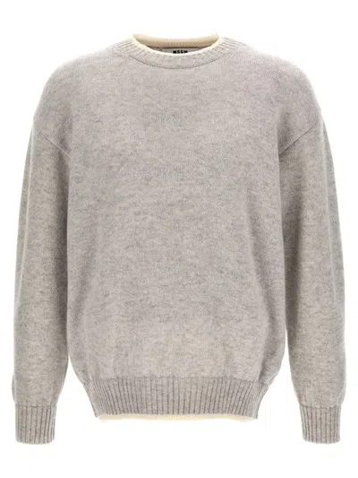 Shop Msgm Logo Embroidery Sweater In Gray
