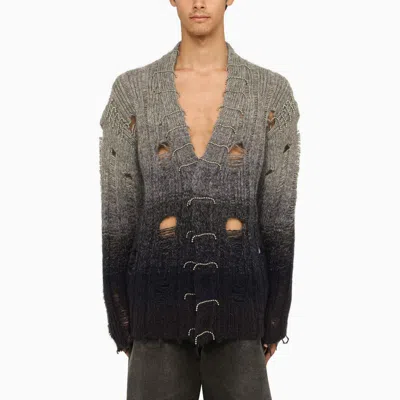Shop Off-white ™ Degradé Used-effect Cardigan In Grey