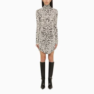 Shop Off-white ™ Long-sleeved Mini Dress With Tattoo Print