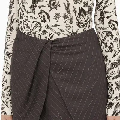 Shop Off-white ™ Twist Pinstripe Miniskirt In Grey