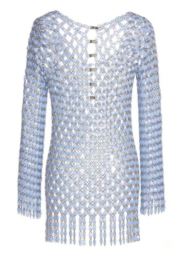Shop Paco Rabanne Acrylic Knit Dress In Blue